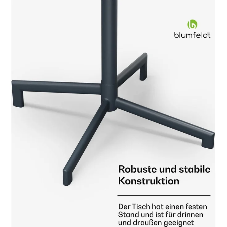Blumfeldt Bistrotisch – 60 cm Rund Klappbar Outdoor-Tisch, Wetterfester Stahl, Platzsparend, Ideal für Garten, Balkon, Terrasse – Bild 4