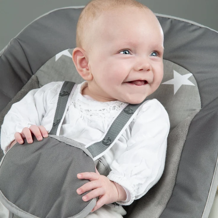 roba Treppenhochstuhl 'Born Up' - Set 2 in 1 - 'Little Stars' - mit Liegefunktion - ab Geburt - Weiß – Bild 5
