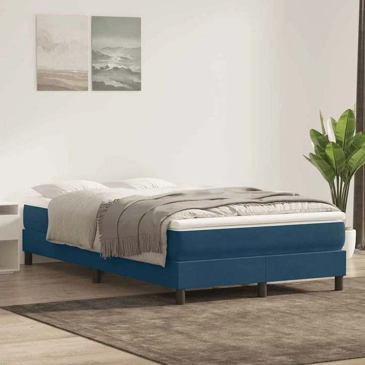 vidaXL Boxspringbett ohne Matratze Dunkelblau 120x220 cm Samt 3315871 – Bild 1