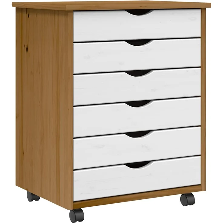 vidaXL Rollschrank mit Schubladen MOSS Honigbraun Massivholz Kiefer 4015785 – Bild 2