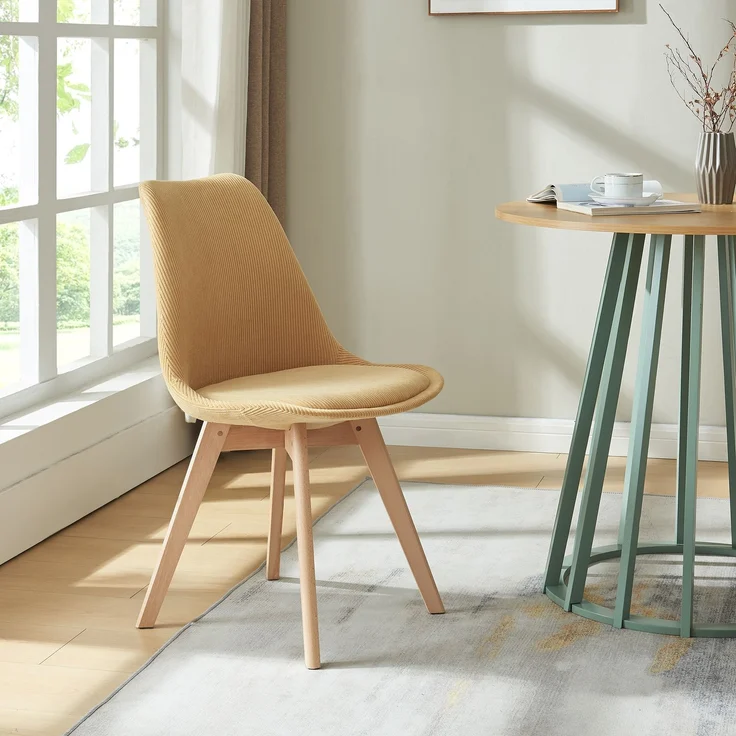 Esszimmerstuhl Fläten 6er Set Cord Senfgelb [en. casa] – Bild 3