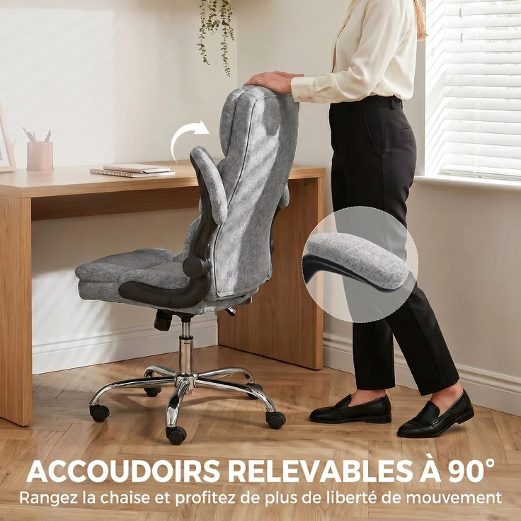 Massage- und Heiz-Bürosessel, ergonomischer Bürostuhl mit Höhenverstellung, Wippfunktion, grau – Bild 7