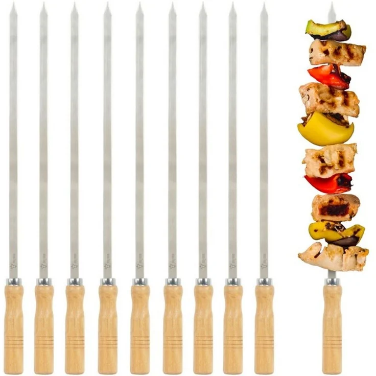 BBQ-Toro Grillspieß Edelstahl Spießset mit Holzgriff (10 Stück), 50 cm – Bild 4