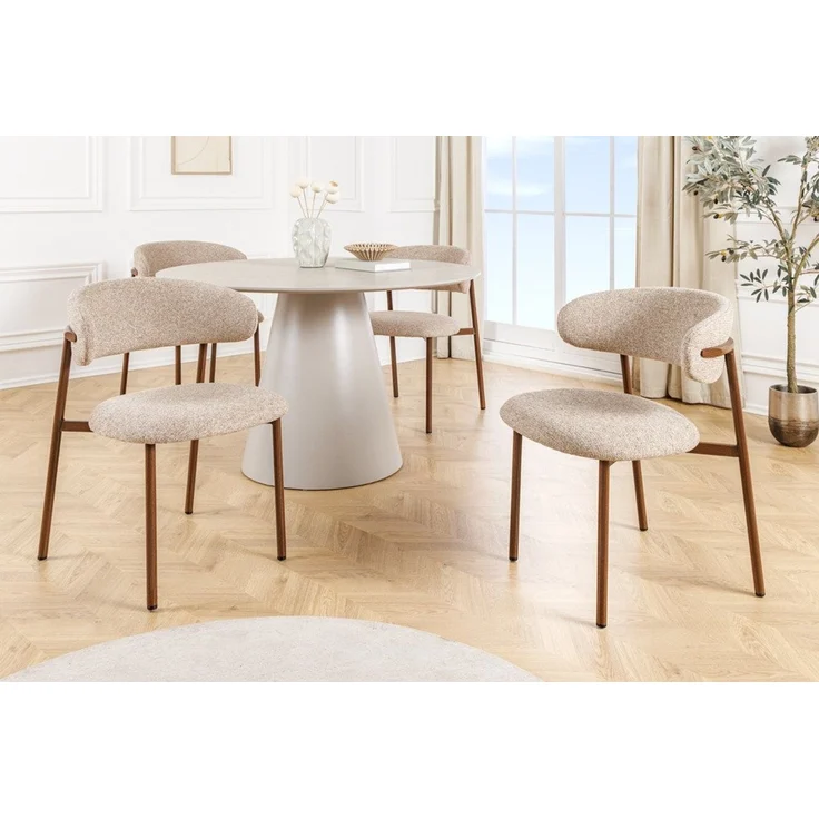 riess-ambiente Polsterstuhl BELFORT taupe beige - Strukturstoff, Metall, Walnuss-Design, zeitlos (Einzelartikel, 1 St), Moderner Esszimmerstuhl - ideal für Wohnzimmer, Küche oder Homeoffice – Bild 4