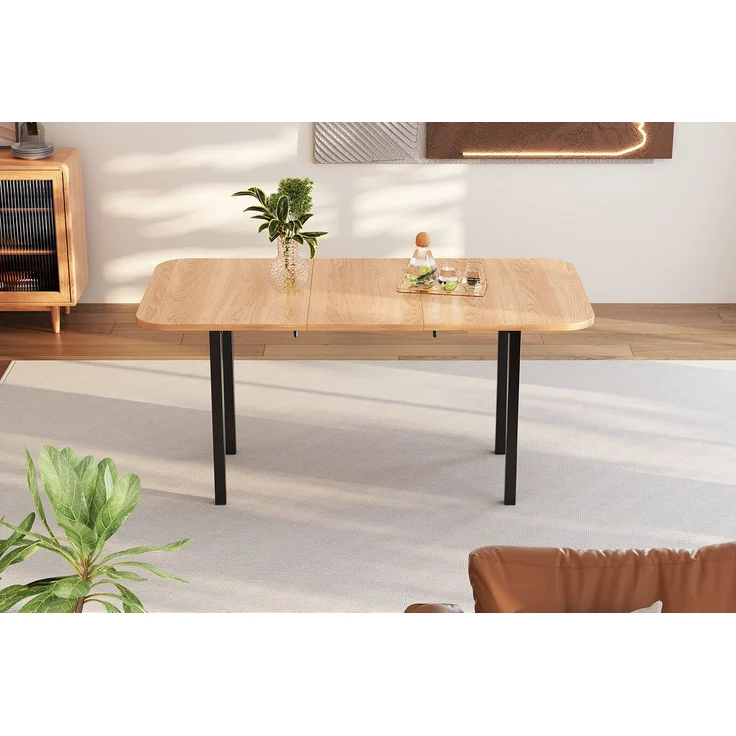 Ausziehbarer Esstisch 120/160x80x75 cm, American White Oak Optik – Bild 5