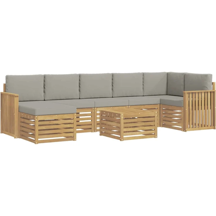 vidaXL Outdoor-Sofagarnitur 8 stk. 8-Sitzer Weiß und Hellgrau 3392231 – Bild 2