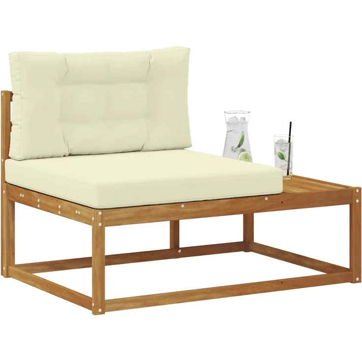 vidaXL Outdoor Endsofa mit Kissen Natur 115 x 83 x 73 cm 900552 – Bild 3