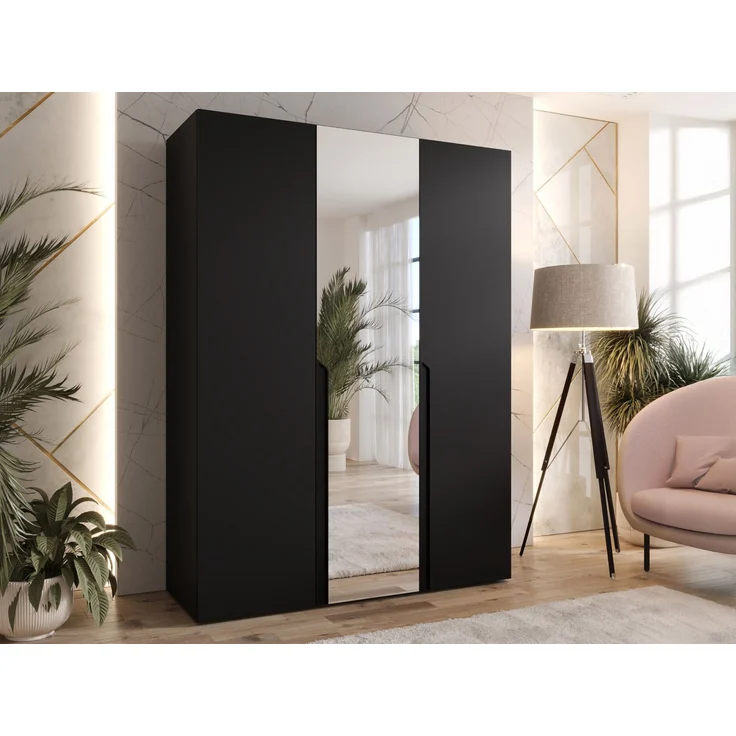 Kleiderschrank Veluna II 150 (Farbe: Schwarz / Schwarz + Schwarz) – Bild 2