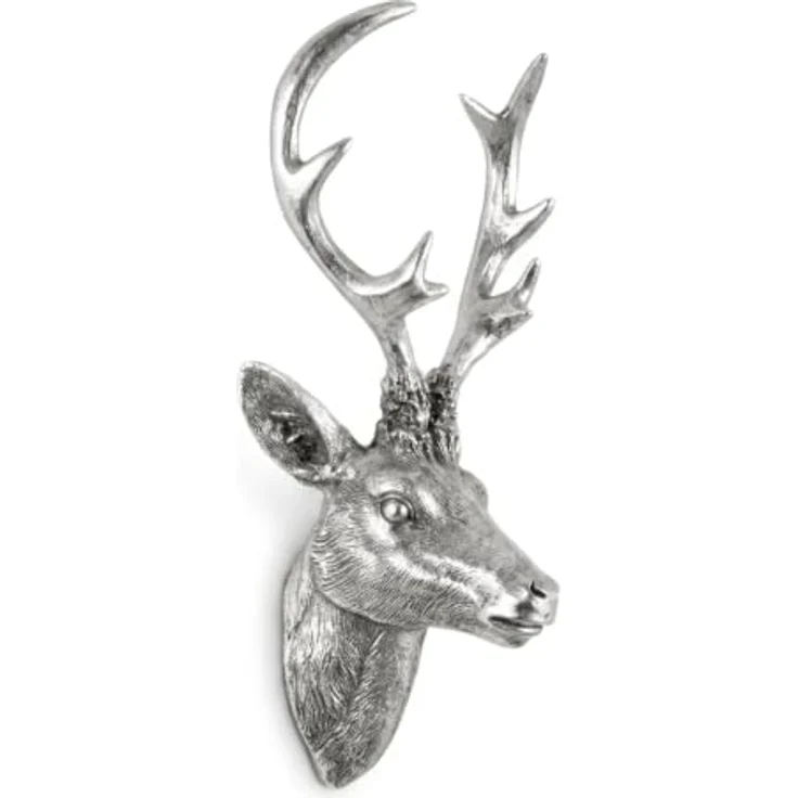 Spetebo Hirschgeweih 10 Ender Wanddeko, Silber Optik, wetterfest, 30x15 cm, leicht zu montieren – Bild 1