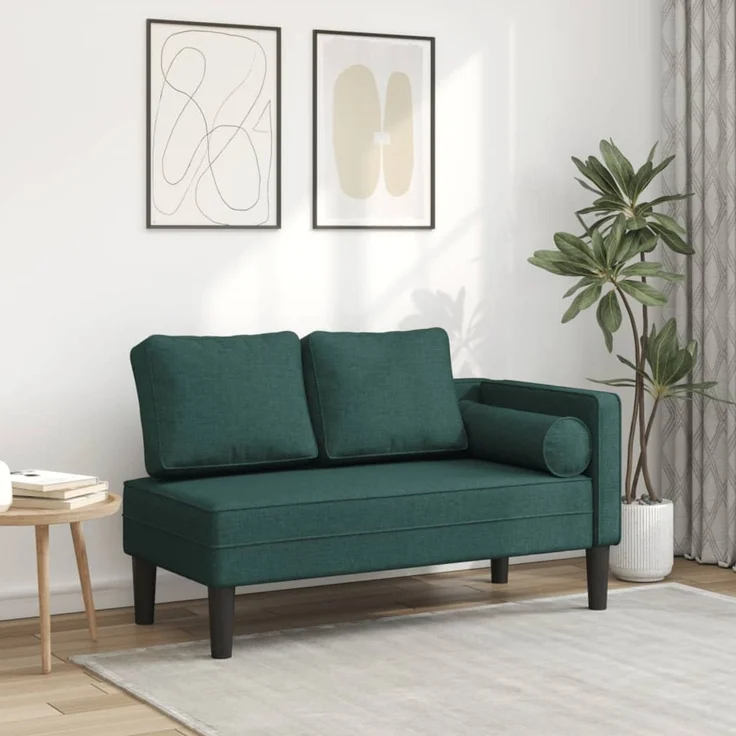 vidaXL Chaiselongue mit Kissen, Dunkelgrün Stoff, 116,5 x 62 x 57,5 cm – Bild 1