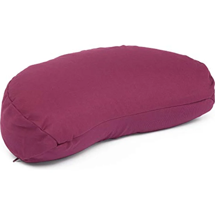 Bodhi Meditationskissen Halbmond Yogi MOND ECO, Sitzkissen aus 100% Bio-Baumwolle mit Buchweizenfüllung, aubergine, ergonomische Form mit Trageschlaufe und waschbarem Bezug – Bild 1