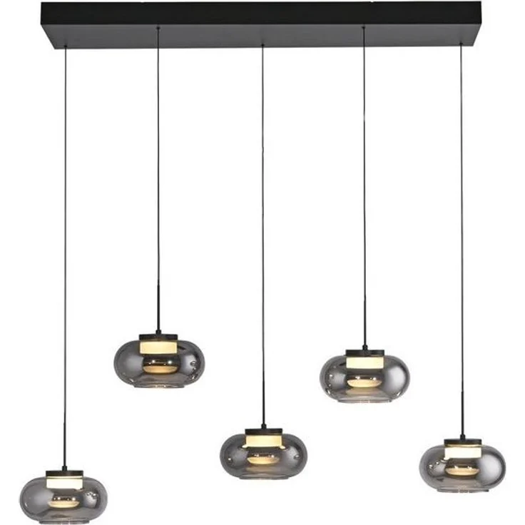 SCHÖNER WOHNEN-Kollektion LED Pendelleuchte LED Pendellampe SIA, höhenverstellbar, 5x LED Board 6W, warmweiß, Rauchglas, höhenverstellbar, Lichtfarbe warmweiß – Bild 4