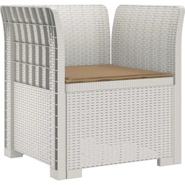 vidaXL 1-Sitzer Sessel mit Kissen Rattan-Look PP Weiß 8011862 – Bild 2