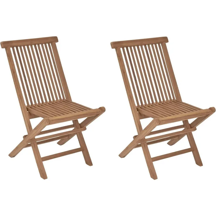 Outdoor Klappstuhl RIVA, Braun, Teakholz massiv, Klappbar, (Set, 2 St), B 43 x H 89 x T 47 cm