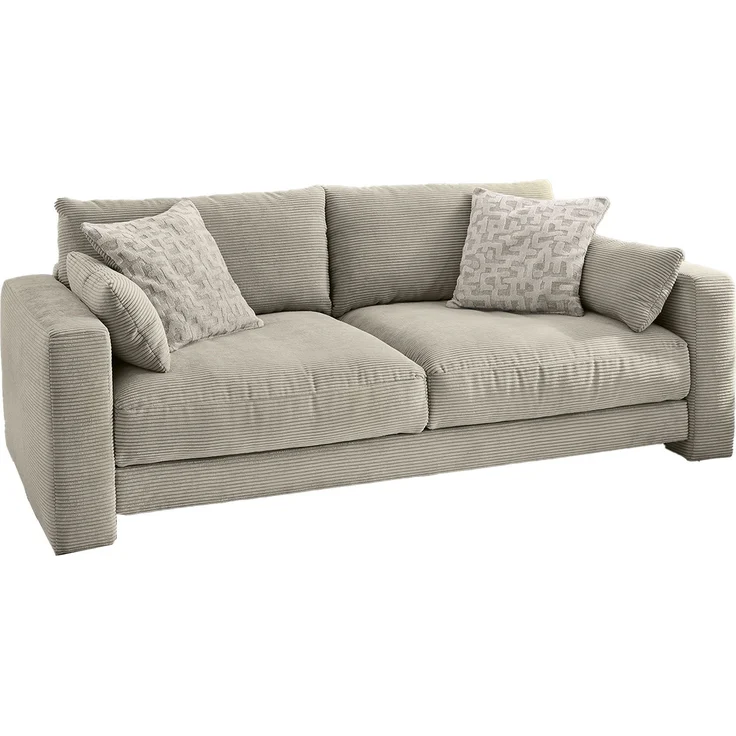 Big Sofa Malta / Miley, Polyester, Stoff, Beige, Grau, 241 x 91 x 122 cm – Bild 1