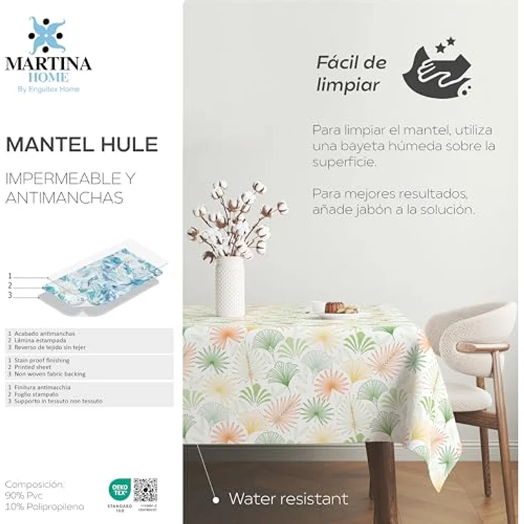 Martina Home Wachstuchtischdecke, Palmengrün, 140x140 cm – Bild 6