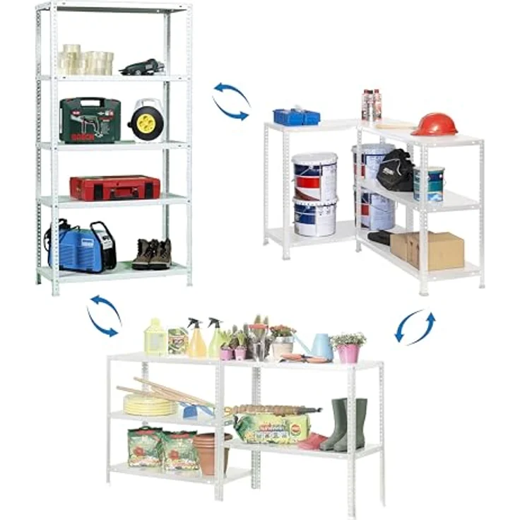 SimonRack Schwerlastregal, Lagerregal, 200 x 100 x 40 Metallregal, Kellerregal, Biegestelle 75 kg, 5 Fachböden, Weiss - Advantage – Bild 7