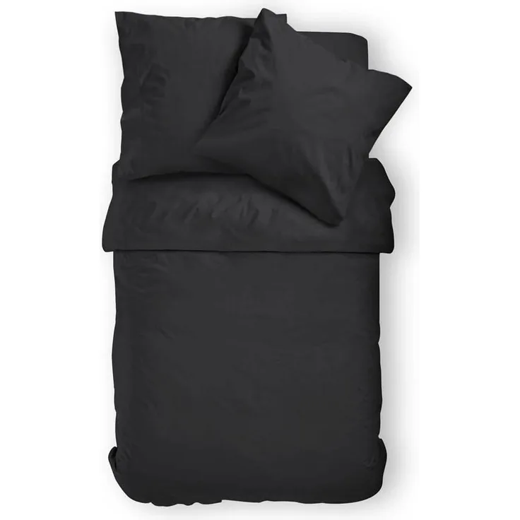 Microfaser Bettwäsche Uni Reißverschluss 155 x 220 cm + 80 x 80 cm Schwarz