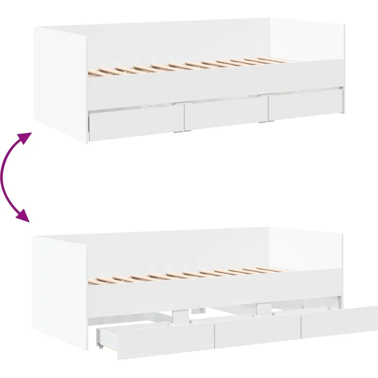 vidaXL Tagesbett mit Schubladen mit Kopfteil Weiß Holzwerkstoff 3429629 – Bild 8