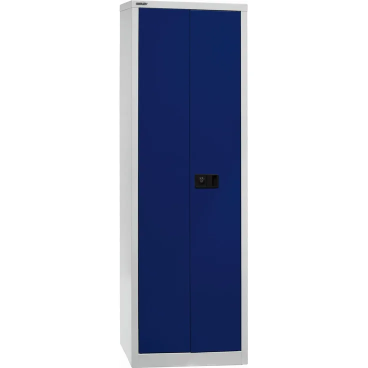 Bisley 'Universal' Flügeltürenschrank, Oxfordblau / Lichtgrau, 195 x 40 x 60 cm, 4 Fachböden