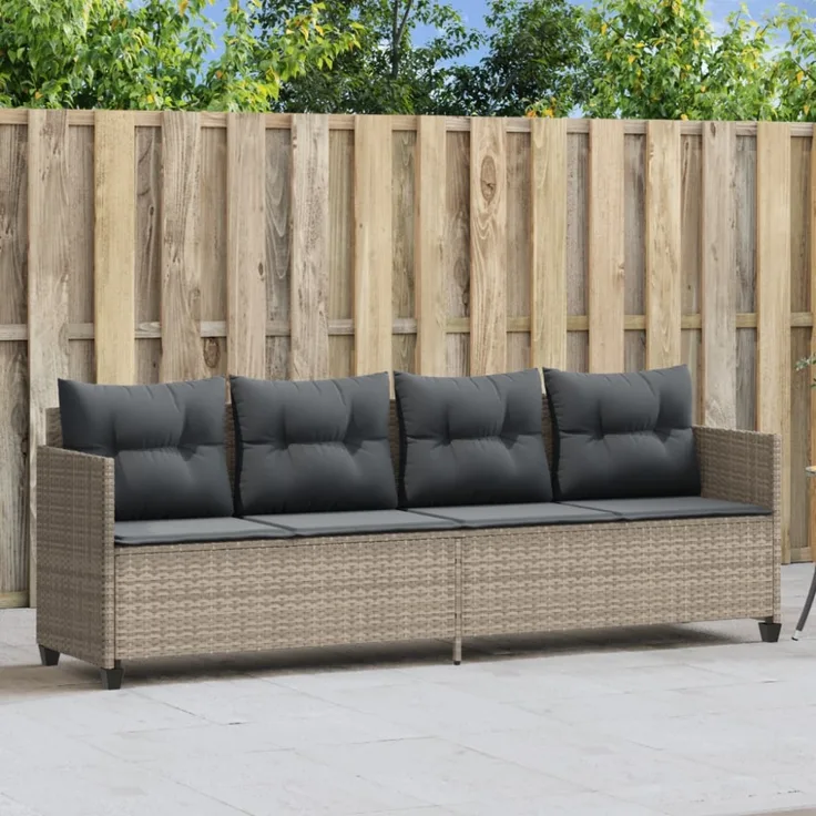 vidaXL Sonnenliege mit Kissen Hellgrau Poly Rattan 368331