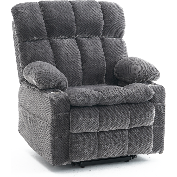 Elektrisch Verstellbarer TV-Sessel mit Zwei Motoren und Aufstehhilfe für das Wohnzimmer, Lesesessel, Liegesessel im Recliner-Stil, multifunktionales Einzelsofa (Grau)--Herde--91x91x106.5cm--YOUDENOVA