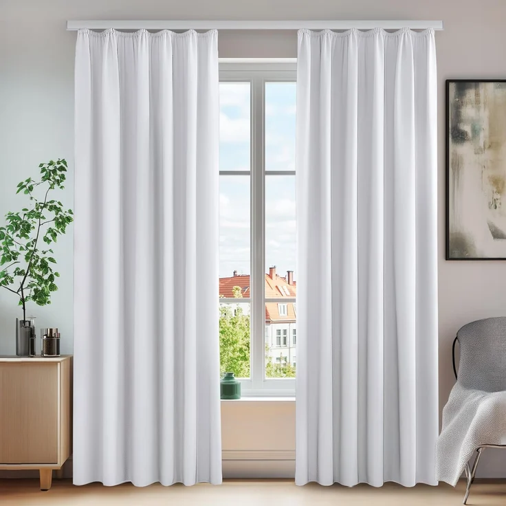 Deconovo Blackout Curtain mit Kräuselband Vorhänge Sichtschutz Silber Grau | 2er Set, H 290 x B 140 cm, Gardinen mit Kräuselband, Hitzeschutz, Wohnzimmer, Sichtschutz Vorhang, Wärmehaltung, Wohnzimmer