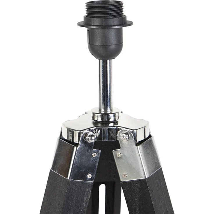 Qazqa Stehlampe Tripod, ohne Leuchtmittel, E27, Schwarz, Industrie, Holz, 1-flammig – Bild 2