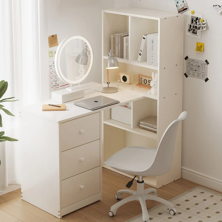 STILVORA Hochbett mit Bücherregal,Schreibtisch Ecktisch mit Schubladen&Ablagefächern (mit Bücherregal, 4 Ablagefächer & 3 ausziehbaren Schubladen) 117 × 63 × 135 cm – Bild 1
