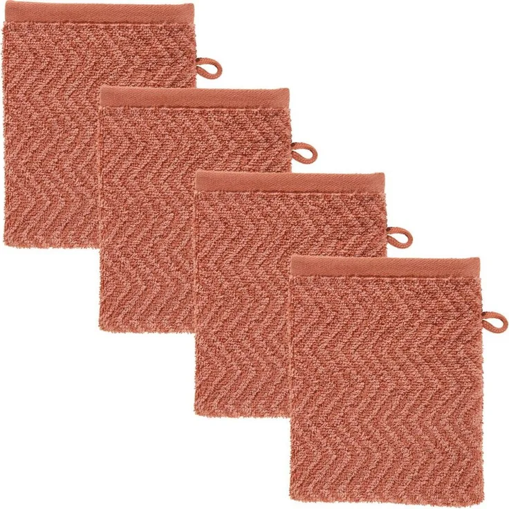 REDBEST Waschhandschuh Waschhandschuh "Palmdale" 4er-Pack, Frottier, Walk-Frottier gemustert