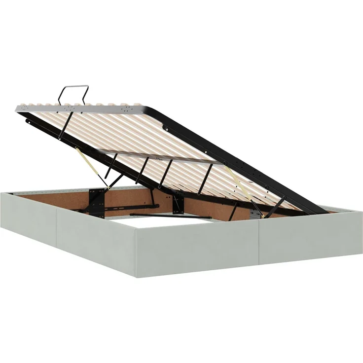 vidaXL LED-Speicherbett mit Matratze Hellgrau 140 x 200 cm Samt 3459192 – Bild 6