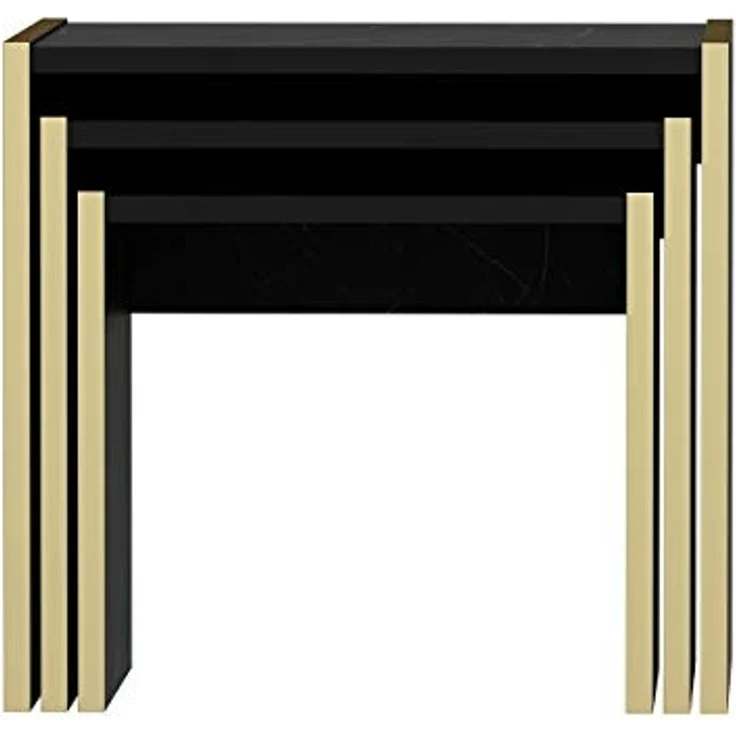 Homemania Home Mania Couchtisch, Melaminspanplatte, Schwarz, Gold, 49 x 45 x 45 cm – Bild 3