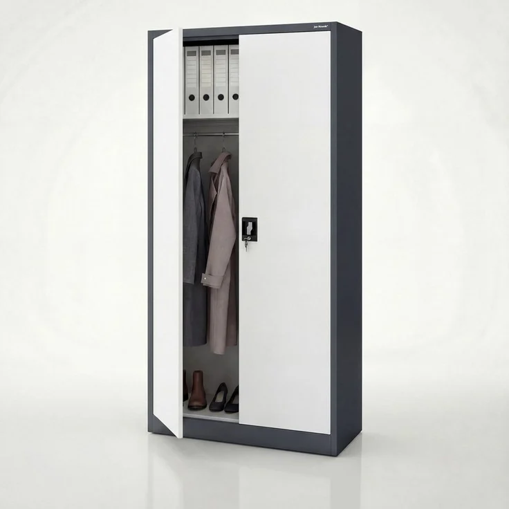 Jan Nowak Metallschrank 185 x 90 x 45 cm | Aktenschrank Abschließbar mit Kleiderstange, Pulverbeschichtung | Aufbewahrungsschrank Umkleideschrank Spind Kleiderstange | Anthrazit-Weiß – Bild 1