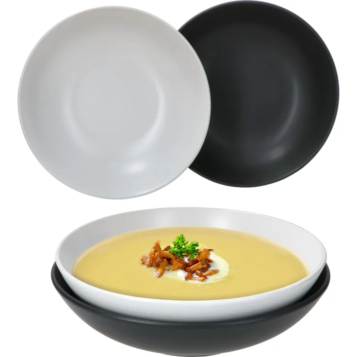 4er Set Suppenteller Nero Bianco weiß & schwarz