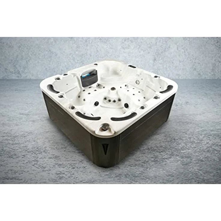 PureHaven American Outdoor-Whirlpool 230x230 cm für 6 Personen, 71 Massagedüsen, Heizung, LED-Beleuchtung, Thermoabdeckung, Farbe Sterling Silber/Grau – Bild 3