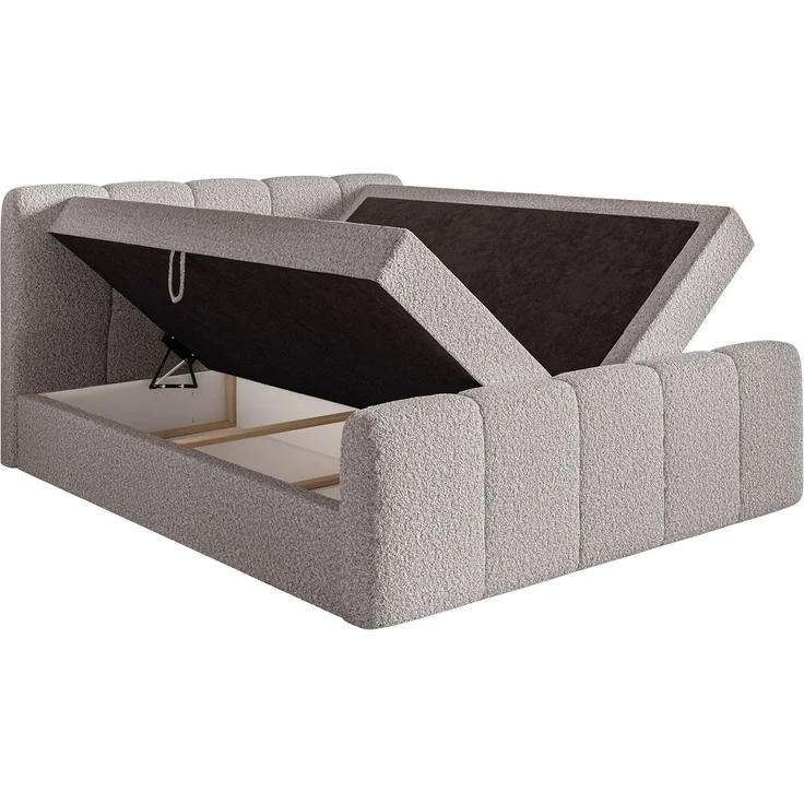 Selsey 'Cloudy II' Boxspringbett mit Bettkästen und Topper Bouclé Taupe, 160x200 cm – Bild 4