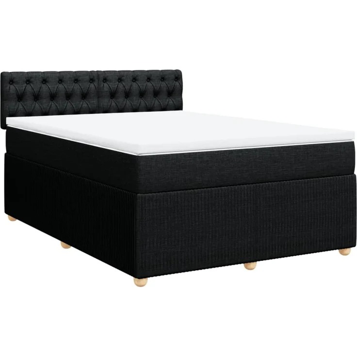 vidaXL Boxspringbett mit Matratze Schwarz 140x190 cm Stoff 3289760 – Bild 3