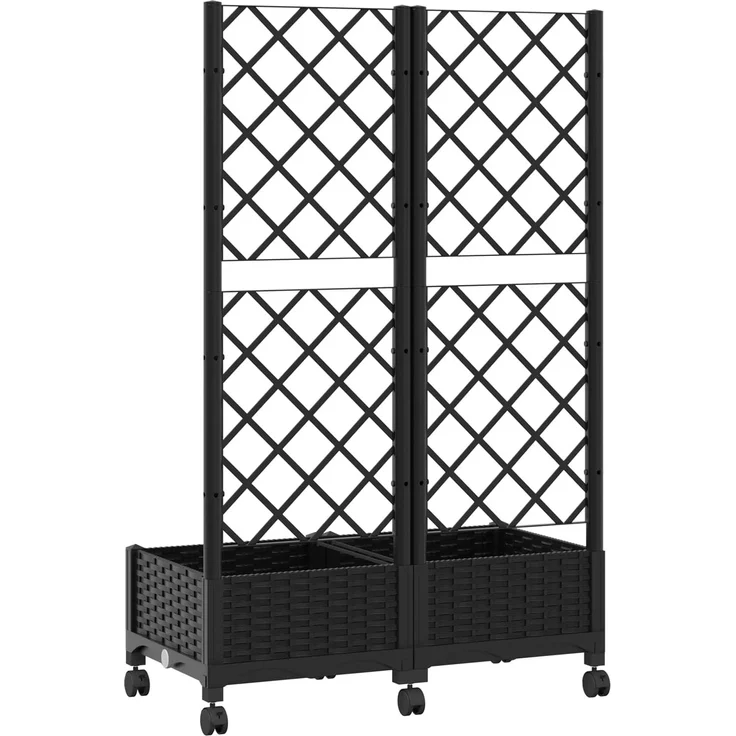 vidaXL Pflanzkübel mit Spalier und Rädern Schwarz 80 x 40 x 131,5 cm 3422965 – Bild 5