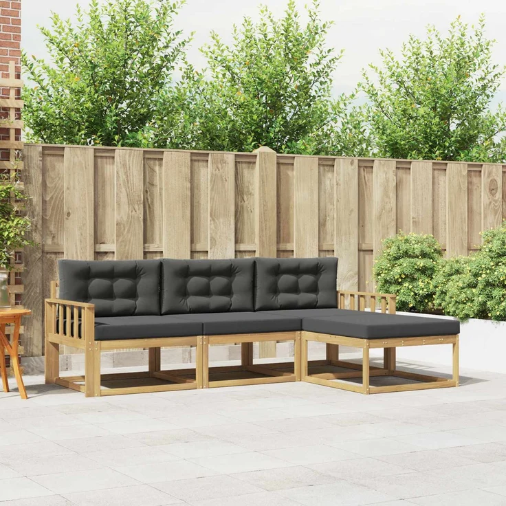vidaXL Outdoor-Sofagarnitur 4 stk. Weiß und Anthrazit Polyester 3386266 – Bild 1