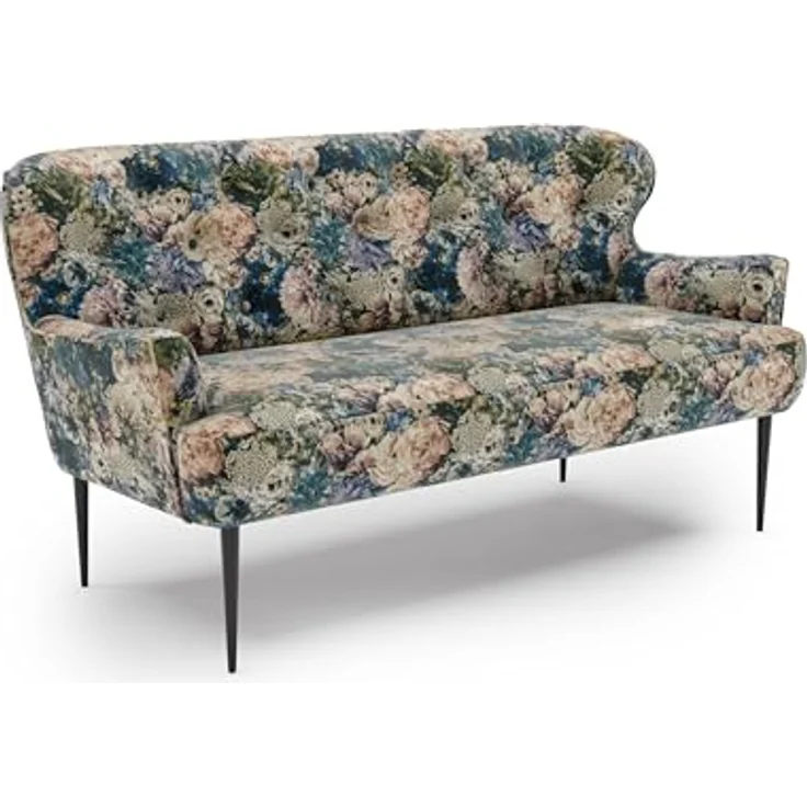 CAVADORE 2,5-Sitzer Küchensofa Amba, Trendige Sitzbank für Küche oder Esszimmer / 173 x 97 x 87 / Jacquard Flachgewebe: Blumenmuster Olive – Bild 2
