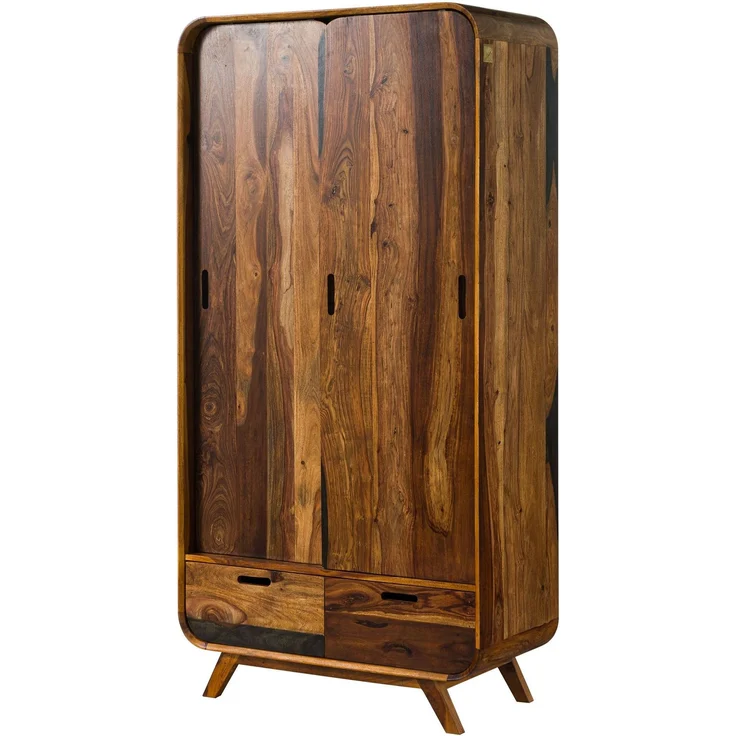 Kleiderschrank Sheesham 90x45x180 dunkelbraun lackiert MAILAND #210 – Bild 1