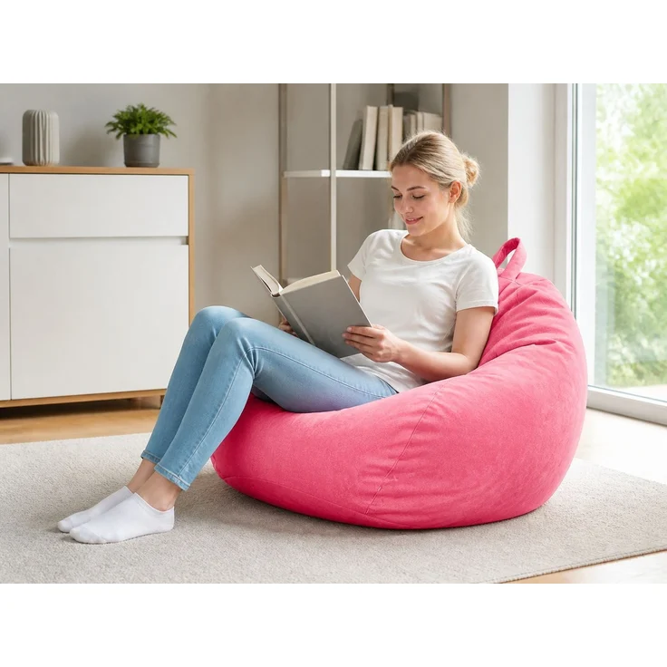 Sitzsack-Hülle ohne Füllmaterial, Rosa, 80 x 90 cm, Stoffbezug für Innen- und Außenbereich – Bild 2