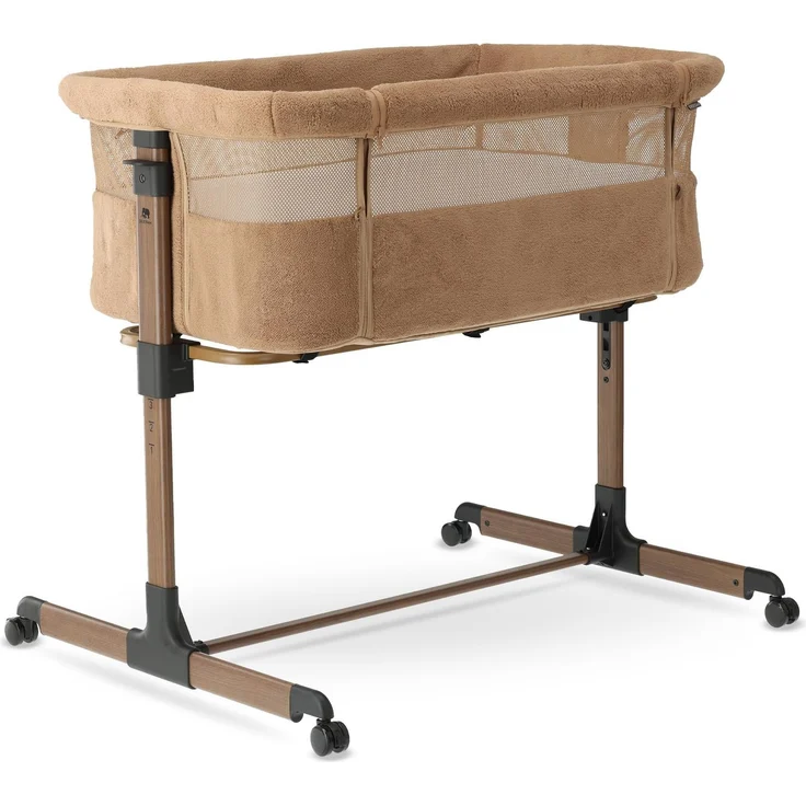 Deryan Snoozy Teddy Co-Sleeper 3 in 1 Babybett bis 9 kg, Beistellbett, Wiege, Höhenverstellug und Einstellung der Neigung der Matratze, 4 Räder mit Bremse Ergonomische Matratze Tasche, Braun