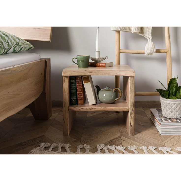 Nachttisch Akazie 45x40x45 natur lackiert PURE ACACIA #310 – Bild 3