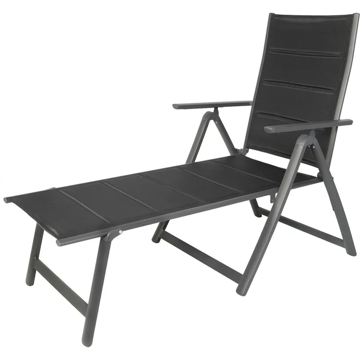 Alu Gartenliege 6-fach neigbar gepolstert Sonnenliege Gartenmöbel Strandliege