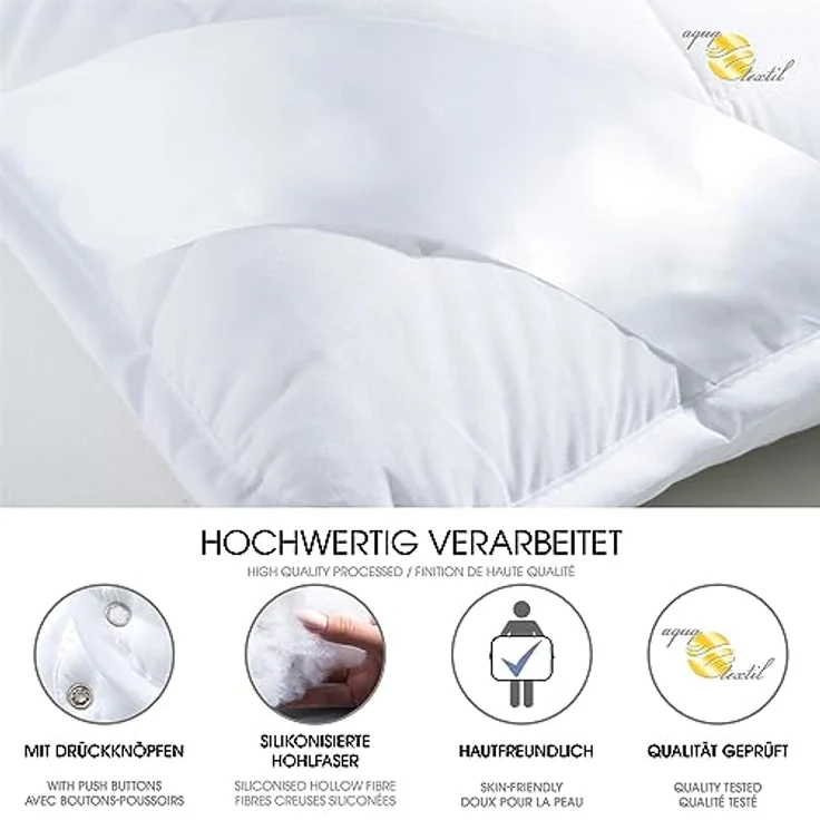 aqua-textil 4 Jahreszeiten Bettdecke 200x200 cm Decken zusammengeknöpft Winter 1200g Sommer 900g klimaregulierend Oeko-TEX – Bild 4