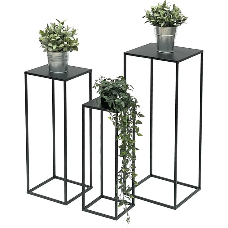 DanDiBo Blumenhocker eckig, Metall, Schwarz, 3 Stück, 70 x 28 x 28 cm – Bild 1