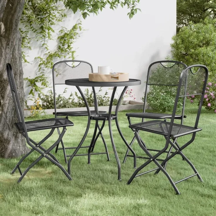 vidaXL Klappbare Gartenstühle 4 Stk. Streckgitter Anthrazit 317339
