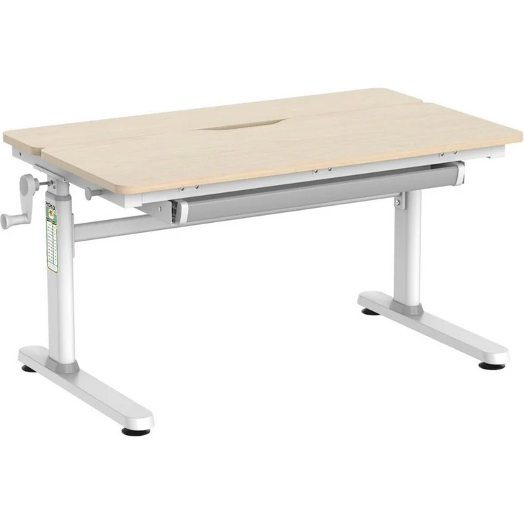 HOKO Kinderschreibtisch Ergo Jugend Schreibtisch höhenverstellbar 54-76 cm, 100x60 cm (ergonomischer Computertisch mit neigbarer Tischplatte (0-50) & Schublade, stabil & belastbar bis 100 kg, Weiß, Holzfarben) – Bild 2