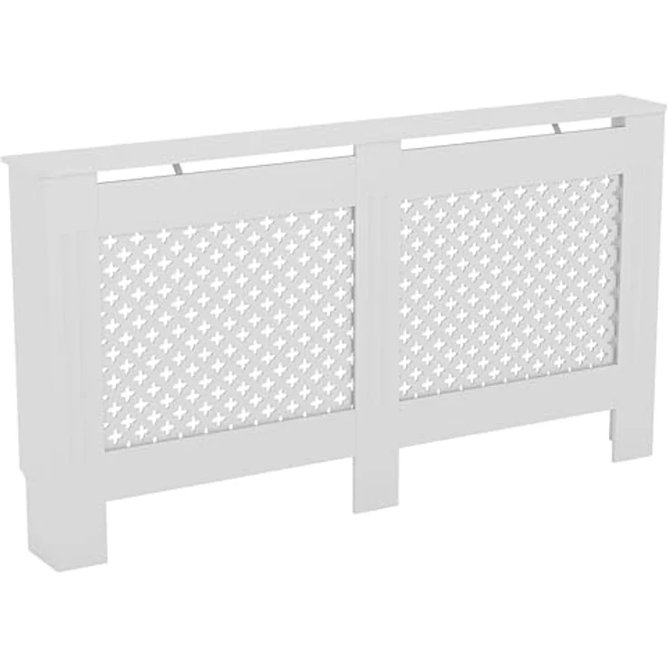 Vida Designs Oxford-Heizkörperabdeckung, moderner weißer MDF-Schrank, gerilltes Holzregal Oben, groß – Bild 8